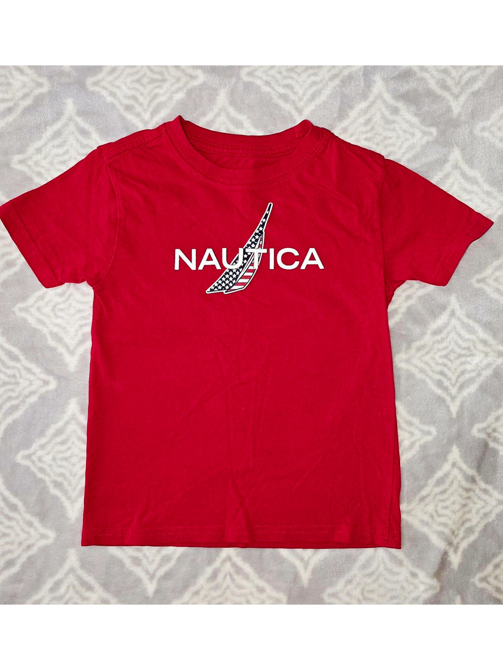 Nautica 4T Toddler Red Logo Crew Neck Short Sleeve Cotton Jersey T-Shirt